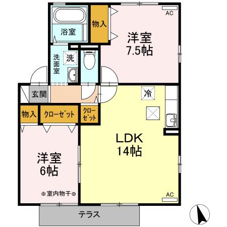 GREENFORESTABC(2LDK/1階)の間取り写真