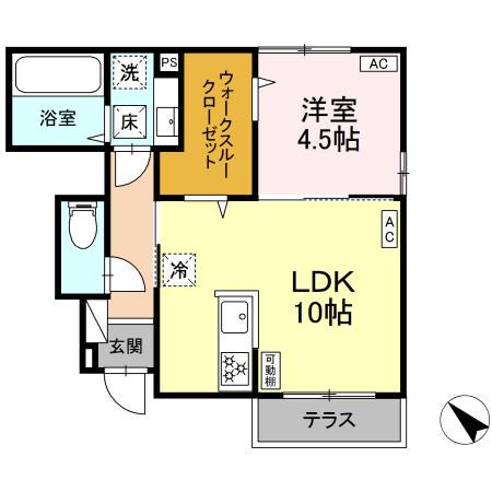 D-ROOMリバーサイド(1LDK/1階)の間取り写真