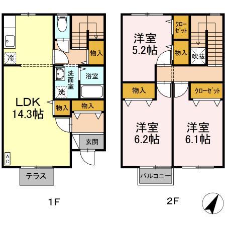 サニーハイツ岩森　Ａ(3LDK)の間取り写真