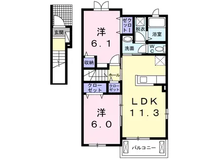 カーサ リー(2LDK/2階)の間取り写真