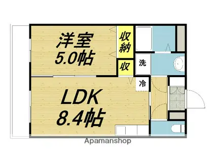 ブレイン下島Ⅰ(1LDK/2階)の間取り写真