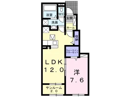 アルク・エール(1LDK/1階)の間取り写真