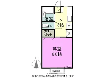 シティハイム笹賀(1K/1階)の間取り写真