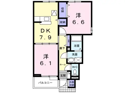 グローリー下島B(2DK/1階)の間取り写真