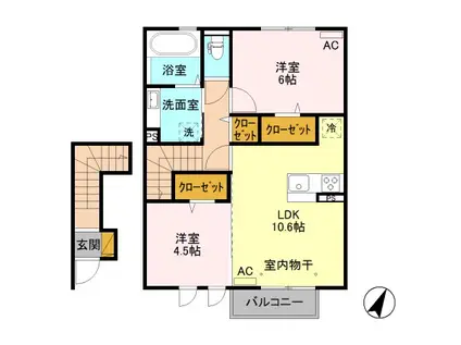 TOPAZ HOUSE(2LDK/2階)の間取り写真