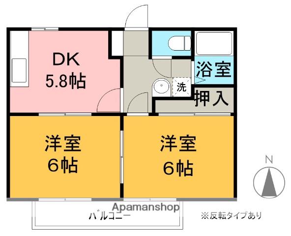 ホーユーコンホートⅡ(2DK/2階)の間取り写真