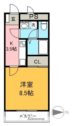 ロンサール竹淵(1K/6階)の間取り写真