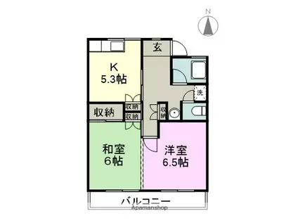 新井グリーンハイツ302(2K/3階)の間取り写真