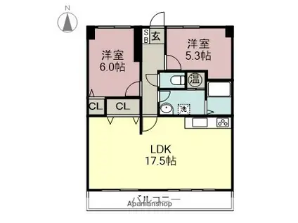 アコールマンション平田 403(2LDK/4階)の間取り写真