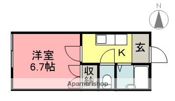 染谷アパート(1K/2階)の間取り写真