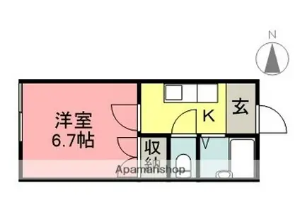 染谷アパート(1K/2階)の間取り写真