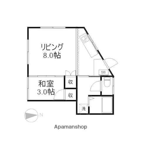 竹元アパート(2K/1階)の間取り写真
