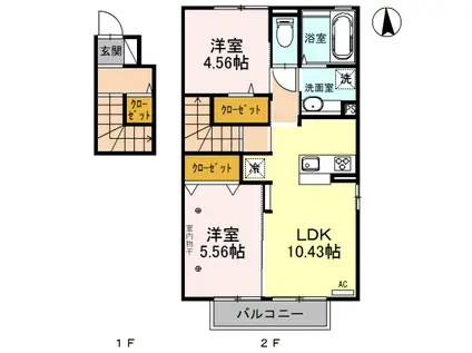 レザン・M(2LDK/2階)の間取り写真