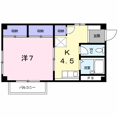 サニーハウスTⅡ(1K/1階)の間取り写真