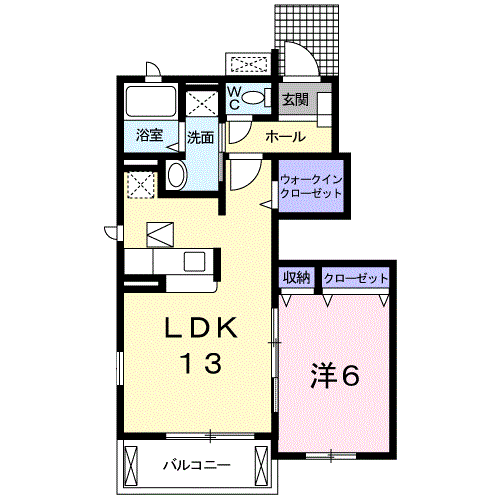 メゾン・アルモニーA(1LDK/1階)の間取り写真