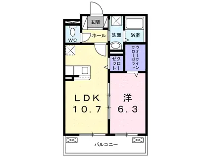 N・Sグランデ(1LDK/2階)の間取り写真