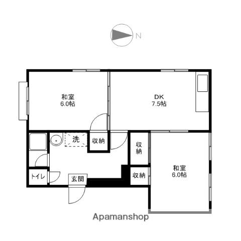 新井アパート(2DK/2階)の間取り写真