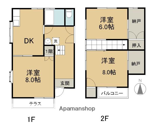 エステート・シグナスA棟(3DK/1階)の間取り写真