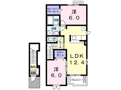 モルティ・カミジマC(2LDK/2階)の間取り写真