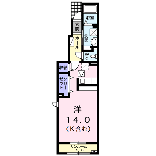 エスト・プリマヴェーラⅢ B(ワンルーム/1階)の間取り写真