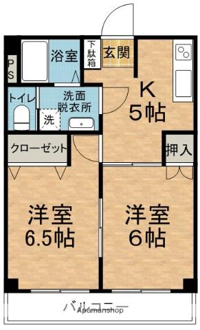 松原マンション(2DK/3階)の間取り写真