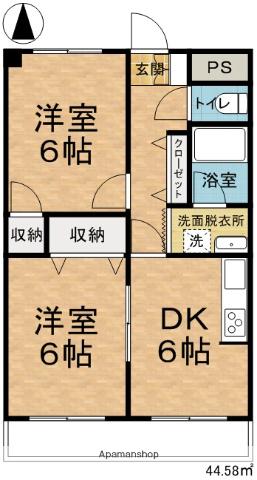 アメニティーシャトー並柳(2DK/1階)の間取り写真