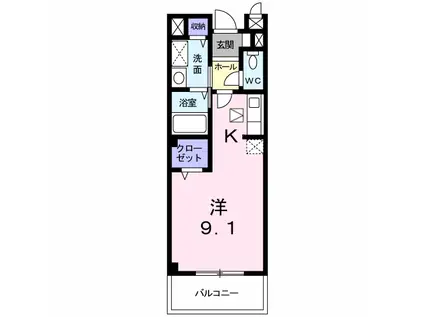 アベニ-ルハイムA(1K/1階)の間取り写真