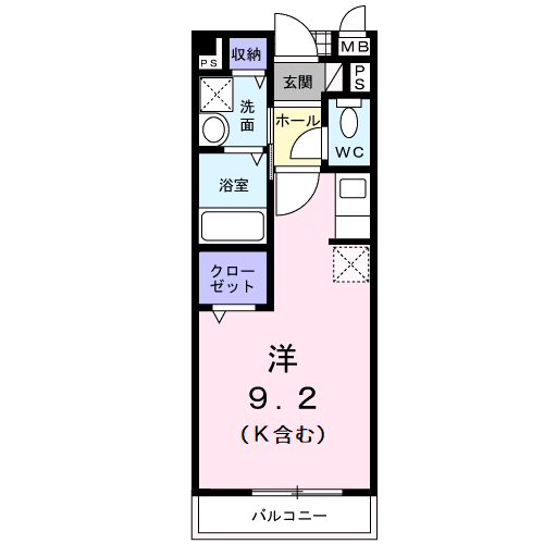 アベニ-ルハイムA(1K/2階)の間取り写真