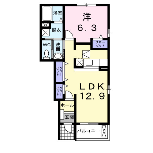 エオン21-Ⅴ(1LDK/1階)の間取り写真
