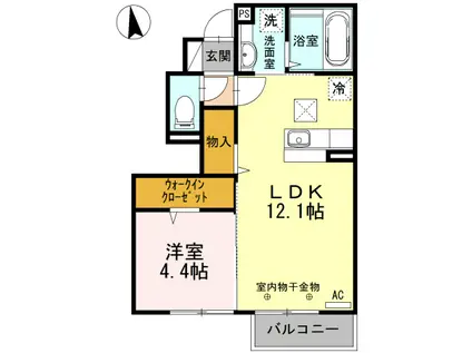 MAISON SOLEADO(1LDK/1階)の間取り写真