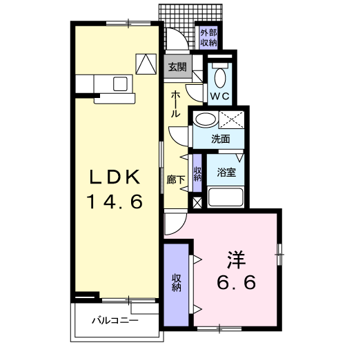 カンパーニャA(1LDK/1階)の間取り写真