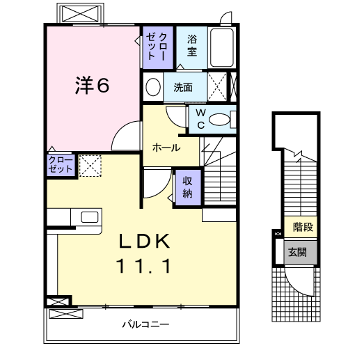セレーノ・K(1LDK/2階)の間取り写真