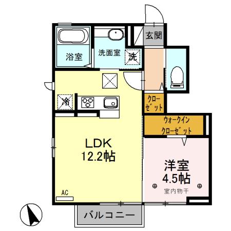 クロシェット栄(1LDK/1階)の間取り写真