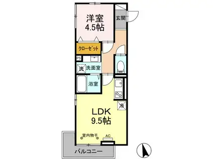 ミヌエット(1LDK/3階)の間取り写真