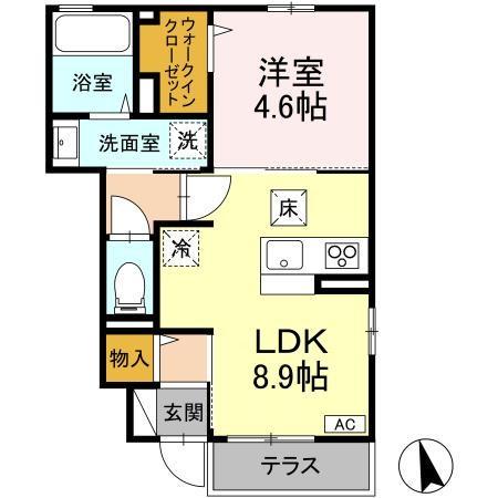 ローズコート青木島Ⅱ(1LDK/1階)の間取り写真