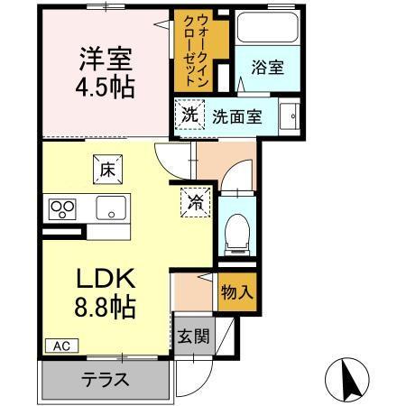 ローズコート青木島Ⅱ(1LDK/1階)の間取り写真