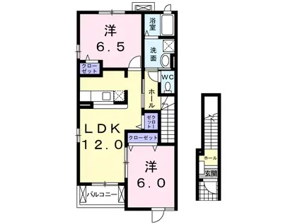 ベルカーサ B(2LDK/2階)の間取り写真