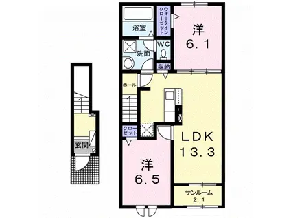 クラール中込(2LDK/2階)の間取り写真