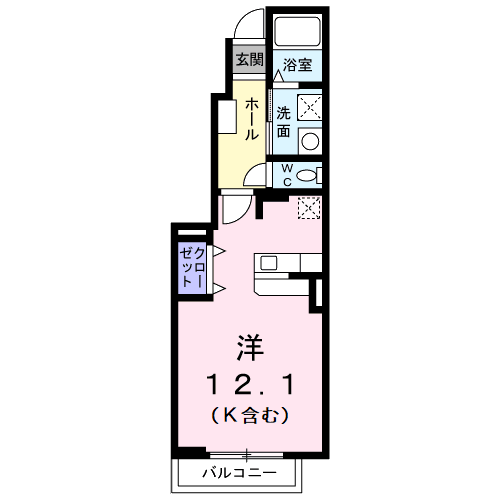 アウル横内(ワンルーム/1階)の間取り写真