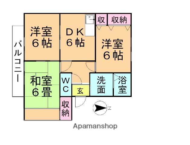 プレミール片山南A(3DK/2階)の間取り写真