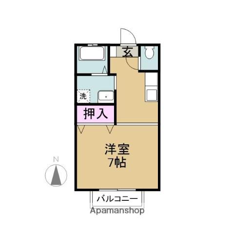 ジョイハウスY(1DK/2階)の間取り写真