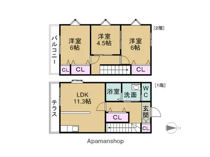 ノースフィールド深池（深池町）(3LDK)の間取り写真