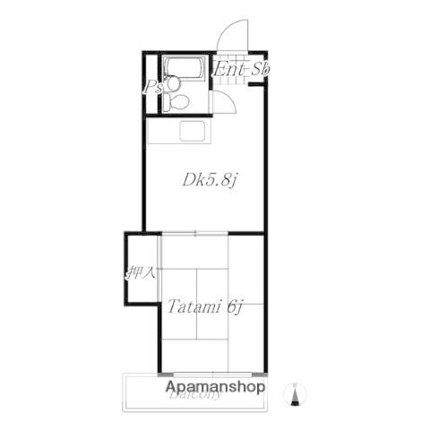 緑園第2サンコーポ(1DK/3階)の間取り写真