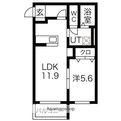 レジデンス北方(1LDK/1階)の間取り写真