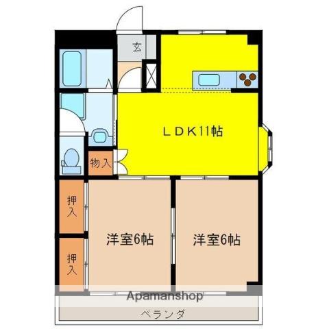 サンフォレスト弐番館(2LDK/3階)の間取り写真