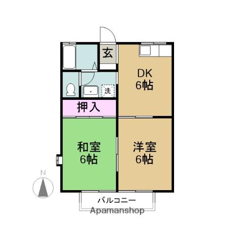 メゾン・エル(2DK/2階)の間取り写真