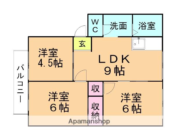 パナハイツ熊野CD(3LDK/2階)の間取り写真