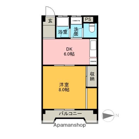 スカイハイツ(1DK/2階)の間取り写真
