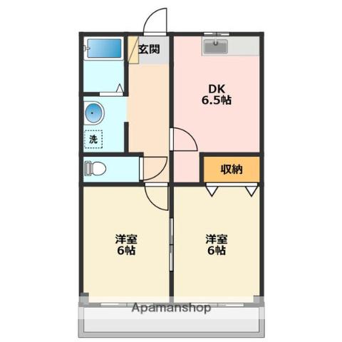 フレグランスモリカワC(2DK/1階)の間取り写真