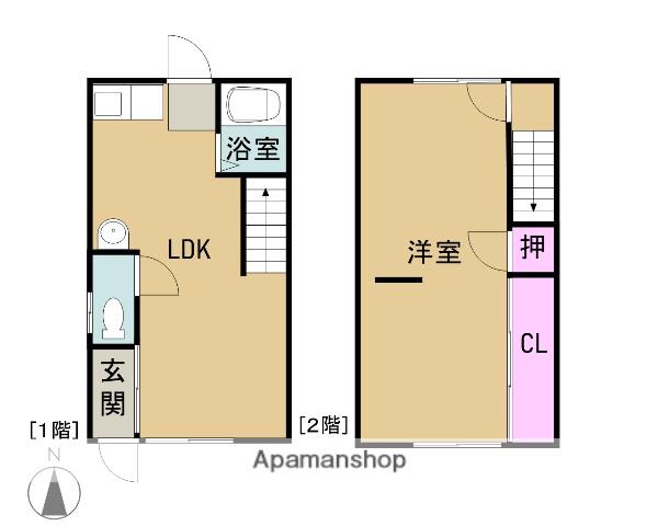 岐阜県大垣市 2階建 築34年(1LDK)の間取り写真
